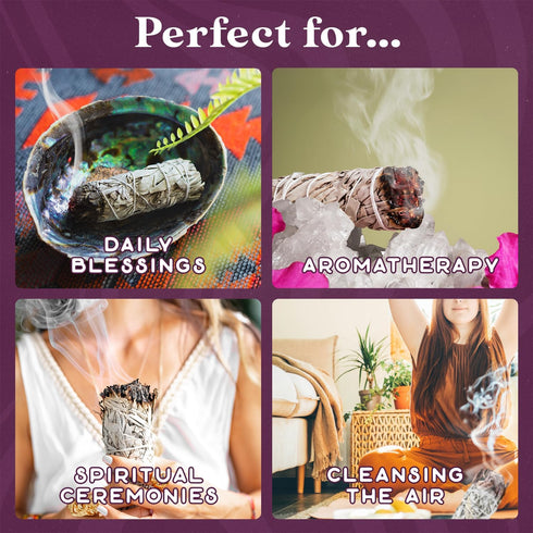 PURPLE CANYON 3 Pack White Sage Bundles - 4 Inch Sage Smudge Stick for Home Cleansing, Healing Meditation, California