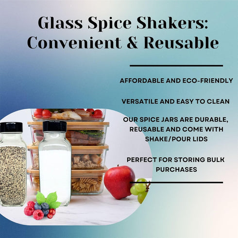 JARMING COLLECTIONS Glass Spice Jars with Shaker Lids, 16 oz Spice Containers for Kitchen Organization (3 pack)