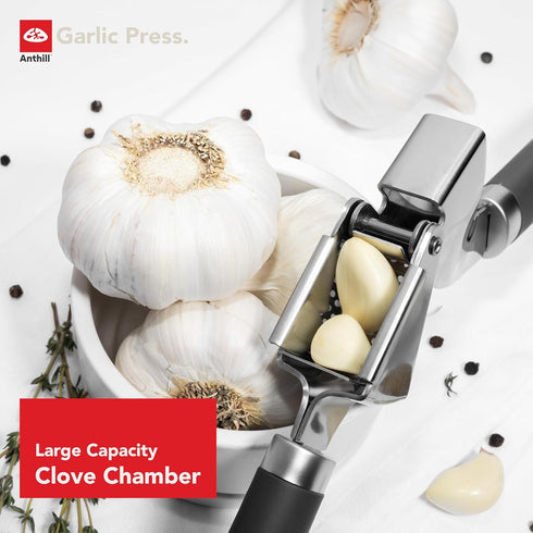 Anthill Premium Heavy Duty Garlic Press - Stainless Steel Rust proof Dishwasher Safe Garlic Mincer tool Easy-Clean