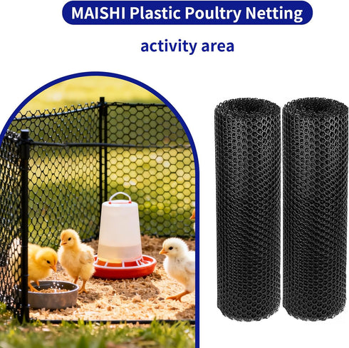 2-Rolls 1/2"(12.7mm) 24" x10 Plastic Poultry Netting with Hole Ft - DIY Chicken Fence Roll to Build Brooder Fencing |
