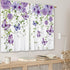 Purple Floral Butterfly Kitchen Curtains, Rustic Flower Small Short Cafe Window Drapes, 27.5x39 Inch