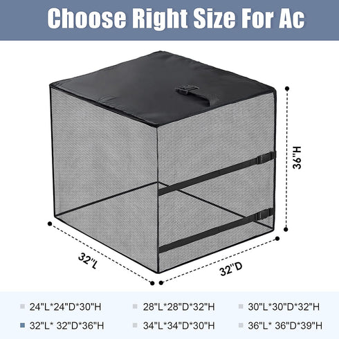 Air Conditioner Covers for Outside, Breathable Full Mesh, Waterproof Top, 32"W x 32"D x 36"H