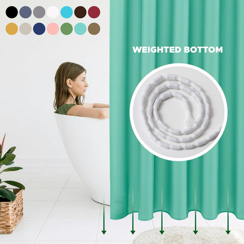 Biscaynebay Quality Fabric Shower Curtain Liners, 72 Inch Teal Water Resistant Bathroom Curtains