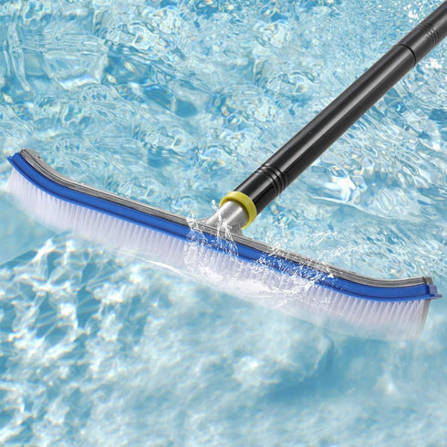 Heavy Duty 8FT Pool Brush Combo - 2-in-1 Pool Scrubber with Aluminum
