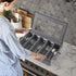 Flatware Utensil Storage Case, Large Capacity Silverware Box with Adjustable Dividers, Zipper Lid for Organizing