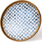 13.8 in Round Rattan Tray with Mother of Pearl Inlay, Wicker Serving