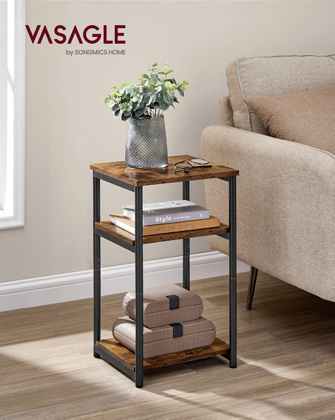 ULET273B01 VASAGLE Side Table, Small End Table, Tall Nightstand for Living Room, Bedroom, Office, Bathroom, Rustic