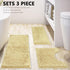 Bath Rugs Chenille 3-Piece Set, Extra Soft Absorbent Shag Beige Bathroom Mats, Machine Wash, Non-Slip Underside