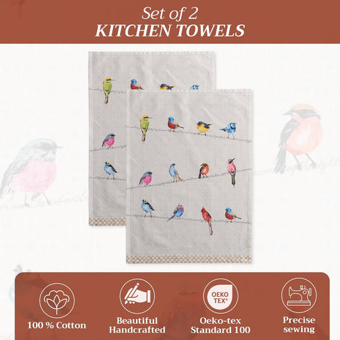 Maison d' Hermine Kitchen Towels Set of 2, 100% Cotton, 27.50" x 20" Reusable Cloth for Kitchen