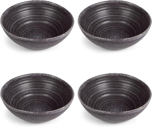 Elanze Designs Modern Chic Ribbed Serving Bowls Set of 4, Ceramic Stoneware for Meals and Soup (Charcoal Grey)
