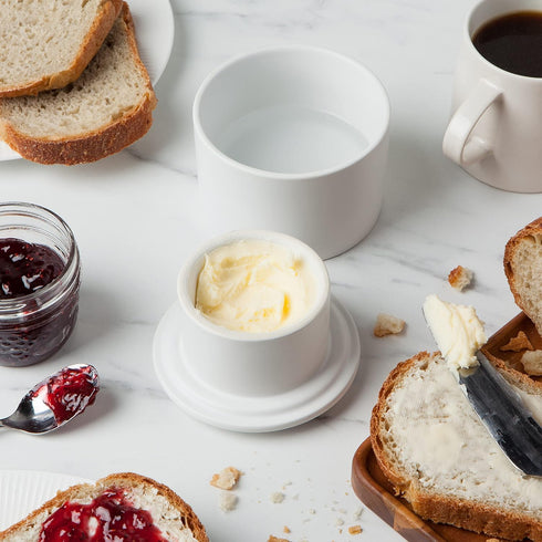 Counter, Now Designs French-Style Stoneware Butter Crock for The Matte White