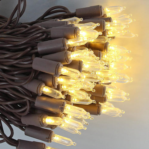 Dazlinli 150 LED Warm White Christmas Lights on Brown Wire, 50 Feet Xmas