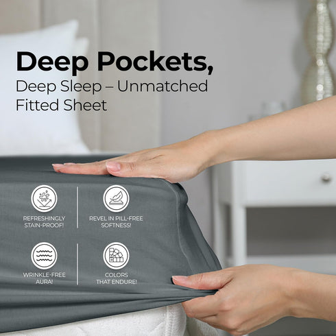 Utopia Bedding Twin Fitted Sheet, Deep Pocket, Soft Microfiber, Easy Care, 1 Fitted Sheet Only, Grey.