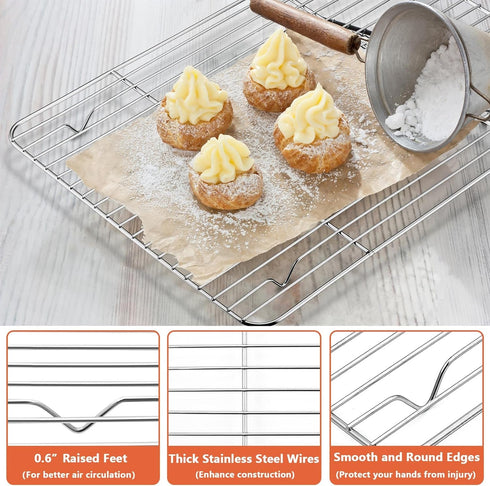 P&P CHEF Baking Cooling Rack Set - 4-Piece Stainless Steel Wire Racks for Oven Use, Healthy & Dishwasher Safe