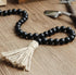58in Wood Bead Garland with Tassels, Farmhouse Rustic Country Decor, Boho Wall Hanging Decoration (Black)