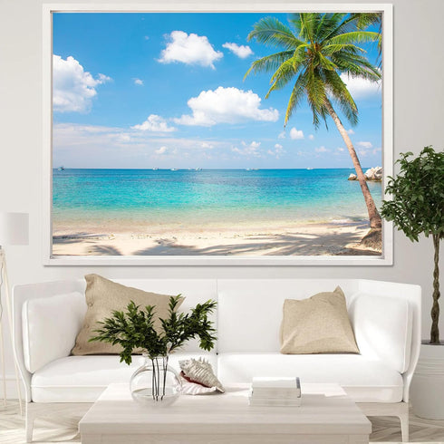 Leeisysme Beach Landscape Tapestry, Tropic Ocean Sea Island Palm Tree Seaside Tapestries for Living Room Summer Window