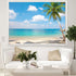 Leeisysme Beach Landscape Tapestry, Tropic Ocean Sea Island Palm Tree Seaside Tapestries for Living Room Summer Window