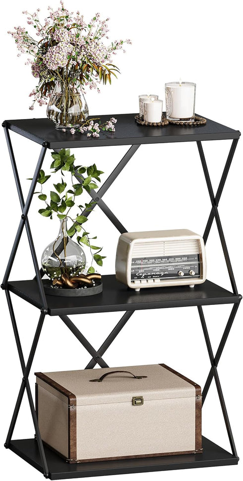 3-Tier End Table Small Side Table Tall Bedside Night Stand with Storage