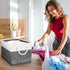 Storage Bin, Collapsible Storage Basket for Organizing, Large Storage Boxes with Rope Handles, White & Black, Pack of 3