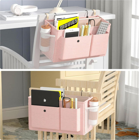 Bedside Caddy Bedside Organizer with Fixed Straps & Water Bottle Holder, Bunk Bed Caddy ideal for Home, Dorm, Hospital