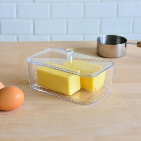 Clear Plastic Butter Dish with Lid - Reusable Butter Keeper