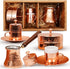 Set Set 2 7oz Turkish Coffee Turkish Coffee Maker w/ Cups, Sugar Dish, & Copper Pot (Cezve) Traditional Gifts for Latte