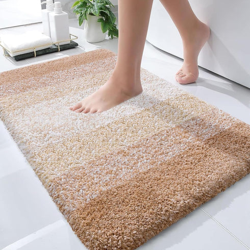 OLANLY Extra Soft Bathroom Rug Mat 30x20, Absorbent Microfiber Non-Slip Plush Shaggy Bath Carpet, Beige