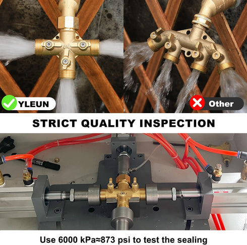 3 3 Garden Hose Splitter High Flow Splitter No Restricted-Flow Connector Heavy Duty Brass Hose Splitter with Shut Off