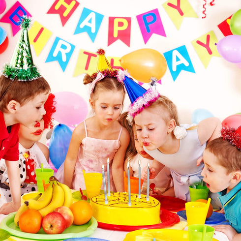 Luter Metallic Long Birthday Candles with Silver Stand - Cake Candles for Wedding Birthday Party Decoration (24 Pieces)