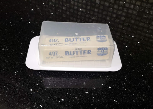 Home & Style Standard Butter Dish White Base Smoked Clear Top