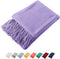 Homiest Decorative Knitted Throw Blanket with Fringe, Lightweight Acrylic Knit, Soft & Cozy