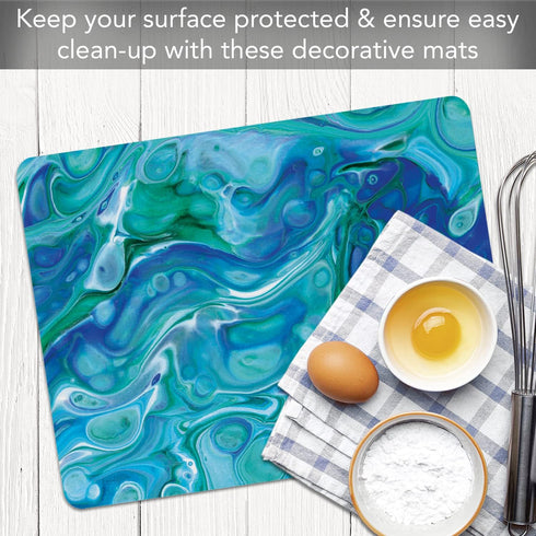 Cut N' Funnel Blue Flexible Cutting Board Mat, 15" x 11.5", Decorative and Easy to Clean, Made in the USA