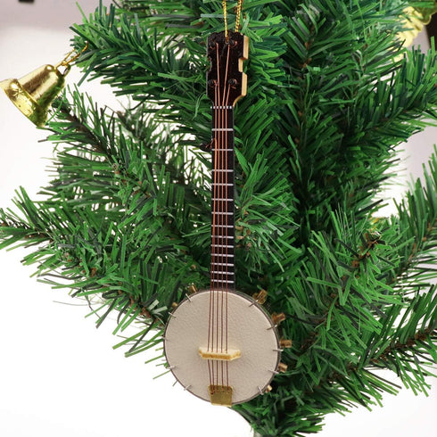Dselvgvu (5.51" Wooden String Miniature Banjo Hanging Ornament Mini Musical Instrument Replica Holiday Tree Home