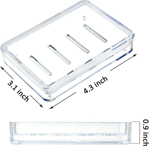 Youngever 4 Pack Soap Holders, Detachable Clear Bar Soap Dish for Shower, Sink Bathroom
