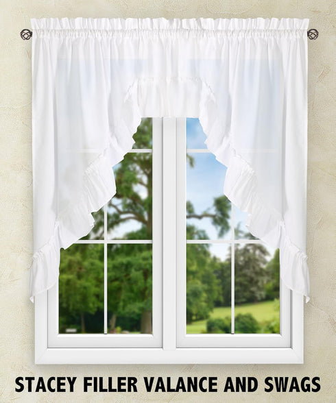 Ellis Curtain Stacey Sheer Balloon Valance, 60" x 15", White
