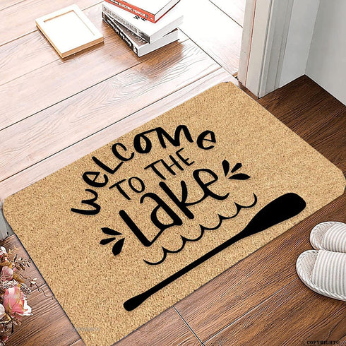 Welcome to The Lake Doormat - Funny Non-Slip Outdoor Entry Mat for Home, 17x30 Inch Farmhouse Rug