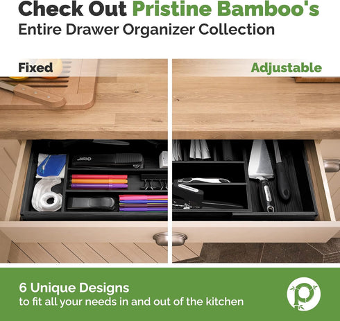 Silverware Drawer Organizer - Expandable Kitchen Utensil Tray for Flatware, 5-Slots, White