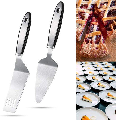 2 Pieces Stainless Steel Pie Server Set, Cake Cutter Serrated Spatula for Cutting and Serving Desserts, Brownies