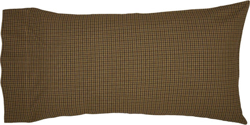 VHC Brands Tea Cabin Green Plaid King Pillow Case Set of 2, 21x40 Country Rustic Bedding Accessory