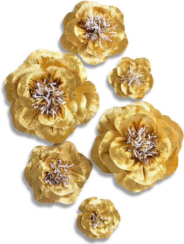Letjolt Paper Flowers Decorations for Wall, 3D Artificial Flowers for Golden Wedding Garlands, Baby Shower