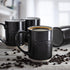 Sheffield Home Set of 4 Stoneware Coffee Mugs, Printed Tea Cups, Latte Mugs 16 oz (Black)