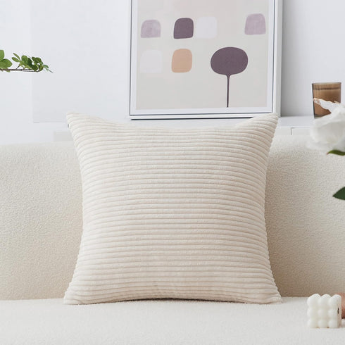 Home Brilliant Large Euro Pillow Sham, Super Soft Plush Corduroy Textured Cover, 26 x 26 (Cream Cheese)