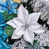 Winlyn 24 Set Christmas Silver Glitter Poinsettia Flower Picks, Christmas Tree Ornaments, White Gift Box Included