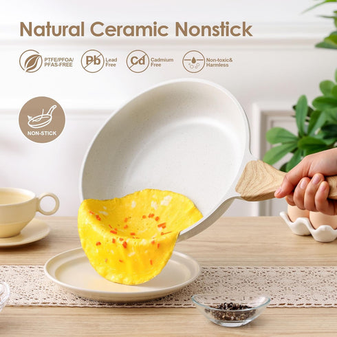 12.5 Inch SENSARTE Nonstick Ceramic Frying Pan Skillet, Omelet Pan, Healthy Non Toxic Chef Pan, Induction Compatible
