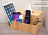 Bamboo Tissue Box Holder & Tablet Stand Organizer - Compartments for iPad, Phones, Remote Controls, Notepads, Pens