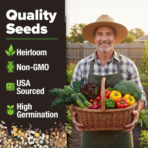 10 2000+ HOME GROWN Variety Survival Seed Vault USA Grown Heirloom Non-GMO Vegetable Seeds for Planting, High