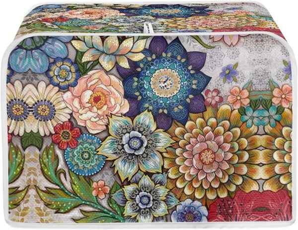 Colorful Floral Toaster Covers 2 Slice, Decorative Small Kitchen Appliance Toasters, Stain Resistant Machine Washable