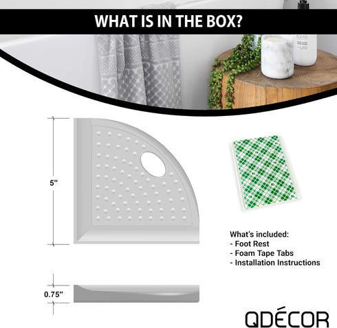 Questech Decor Corner Shower Footrest - Shower Shaving Shelf for Inside Shower Tiled Walls, Cool Gray