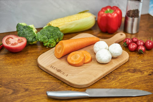 Individual Charcuterie Small Wood Cutting Board with Handle 12.8 x 7.5 Inch (CB-001, Medium) by WOODLA