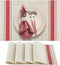 DACHUI Placemats Set of 4 - Soft & Elegant Woven Vinyl, Water Resistant, Red Stripes